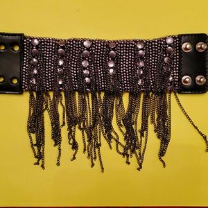Fringe Chain Statement Bracelet in Dark Gunmetal